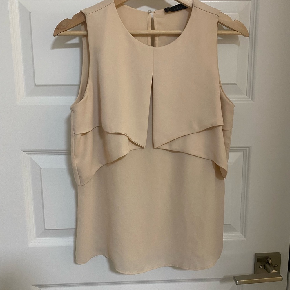 Zara Elegant Cream Sleeveless Top